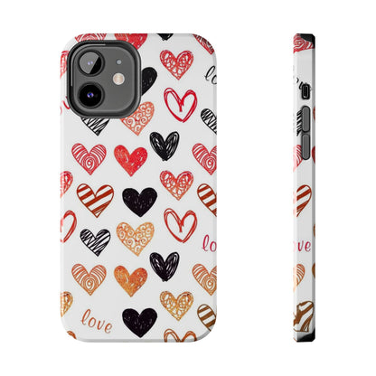 iPhone Case: Hand-Drawn Hearts & Love