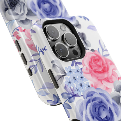 Elegant Blue Floral Watercolor Design – MagSafe iPhone Case