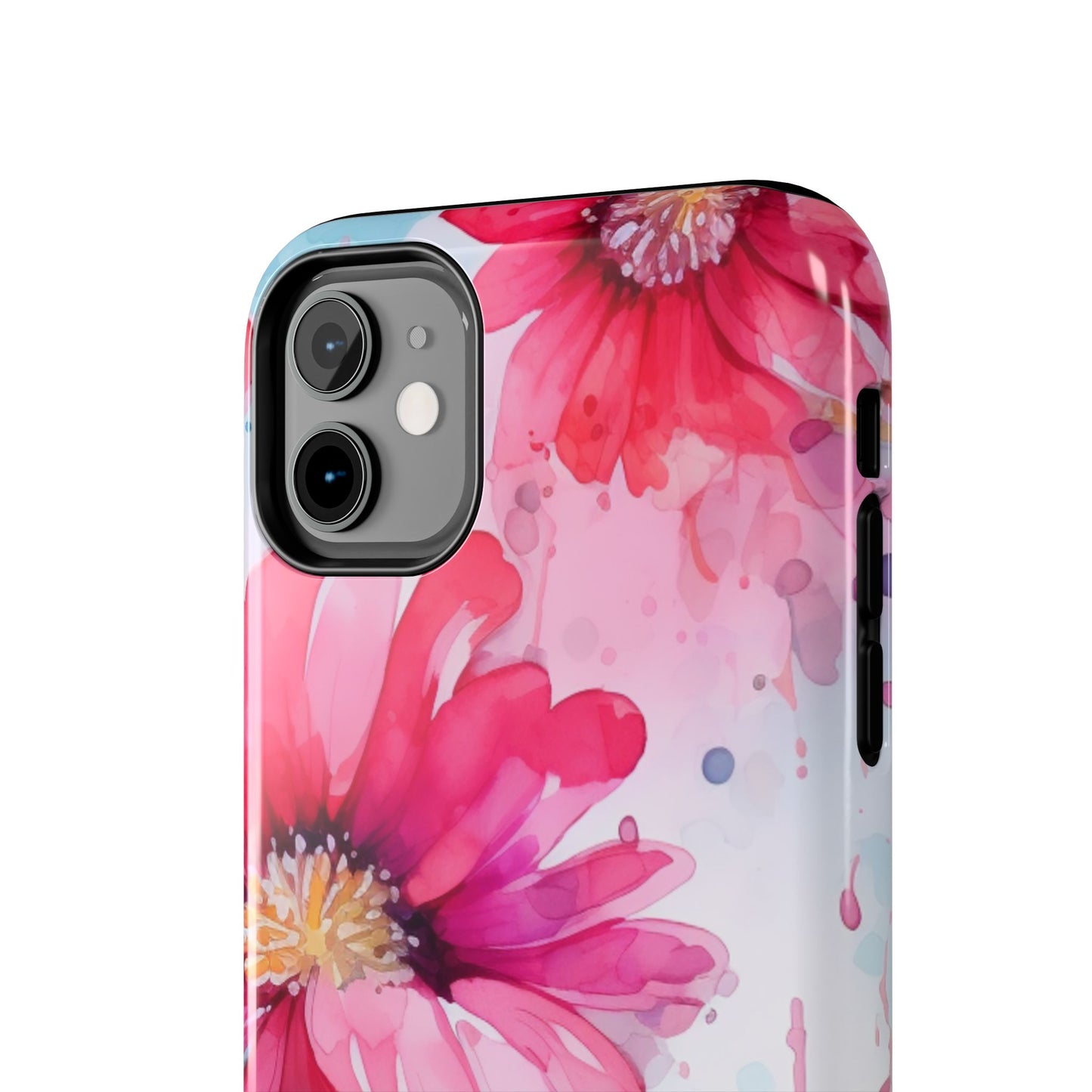 Vibrant Watercolor Red & Pink Floral - iPhone Case