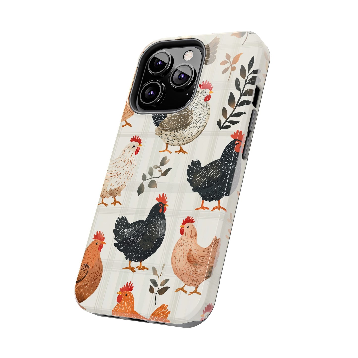 iPhone Case: Vintage Chicken & Leaves – Farmhouse Style Case