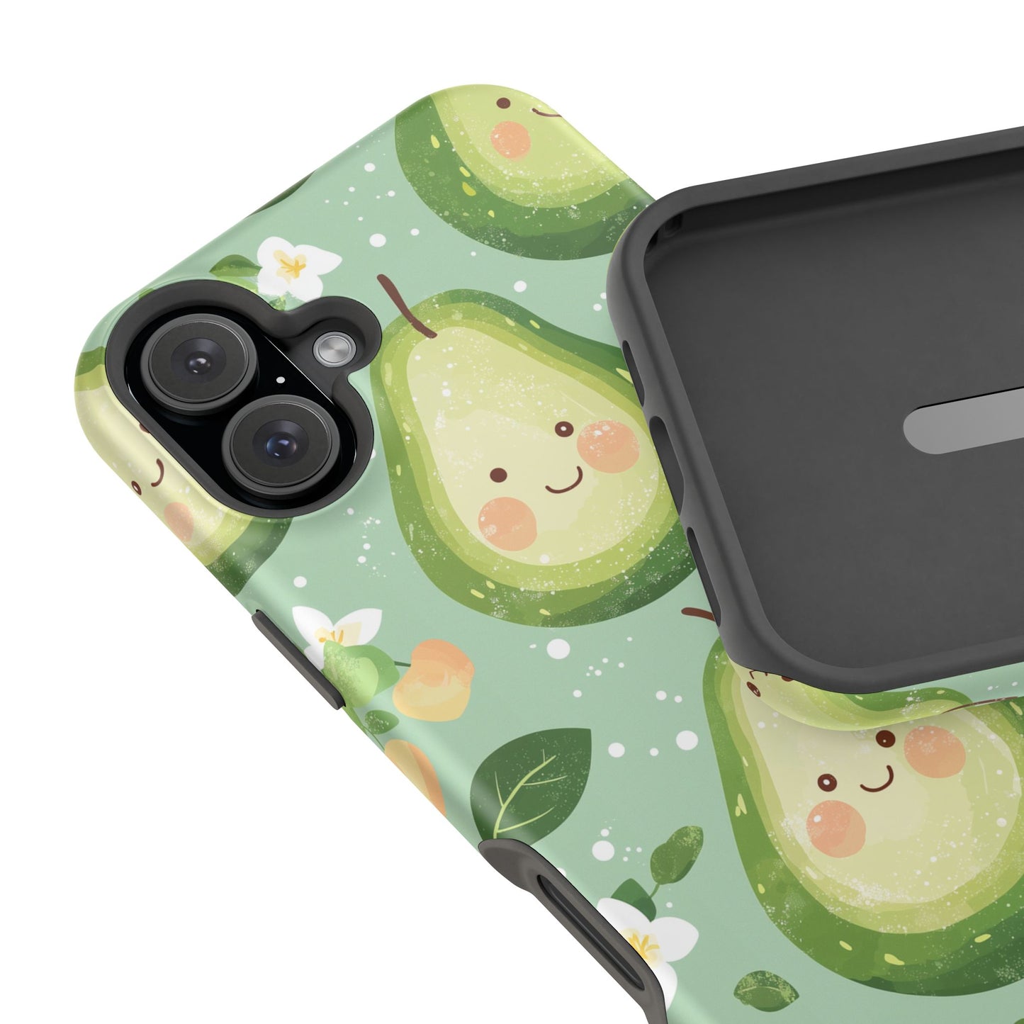 Smiling Avocados Tough MagSafe iPhone Case – Cute Avocado Design, Dual-Layer Protection