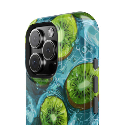 Tropical Kiwi Splash MagSafe iPhone Case – Tough Dual-Layer, Vibrant Summer Design