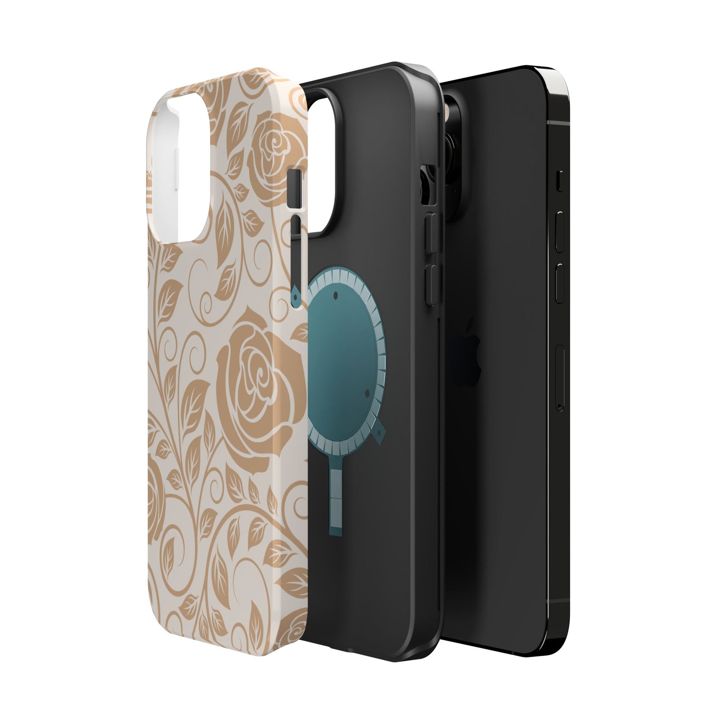 Vintage Rose Vine Tough MagSafe iPhone Case – Elegant Floral Pattern with Dual-Layer Protection