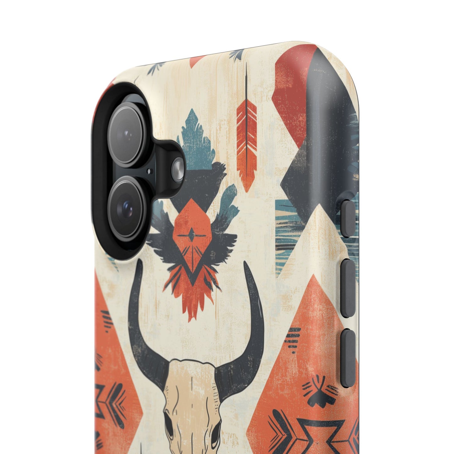 Southwestern Boho Skull Tough MagSafe iPhone Case – Durable Matte Finish, Dual-Layer Protection