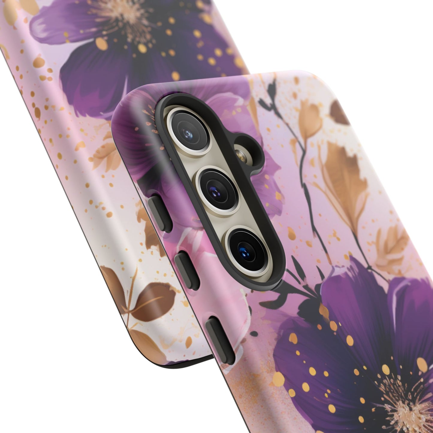 Elegant Purple & Gold Floral Samsung Galaxy Case - Luxe Flower Design