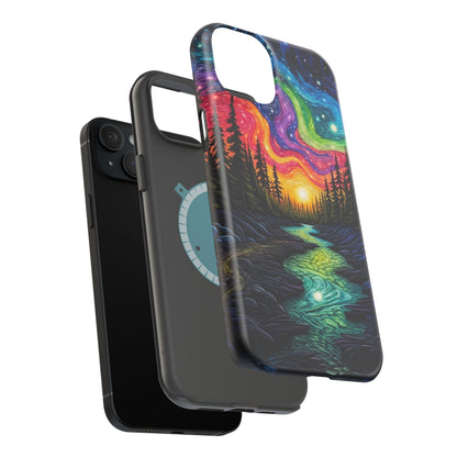 Celestial Nightscape MagSafe iPhone Case – Vibrant River and Starry Sky Design