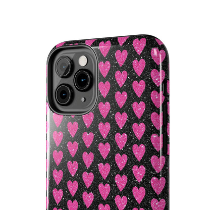 Glitter Pink Hearts iPhone Case