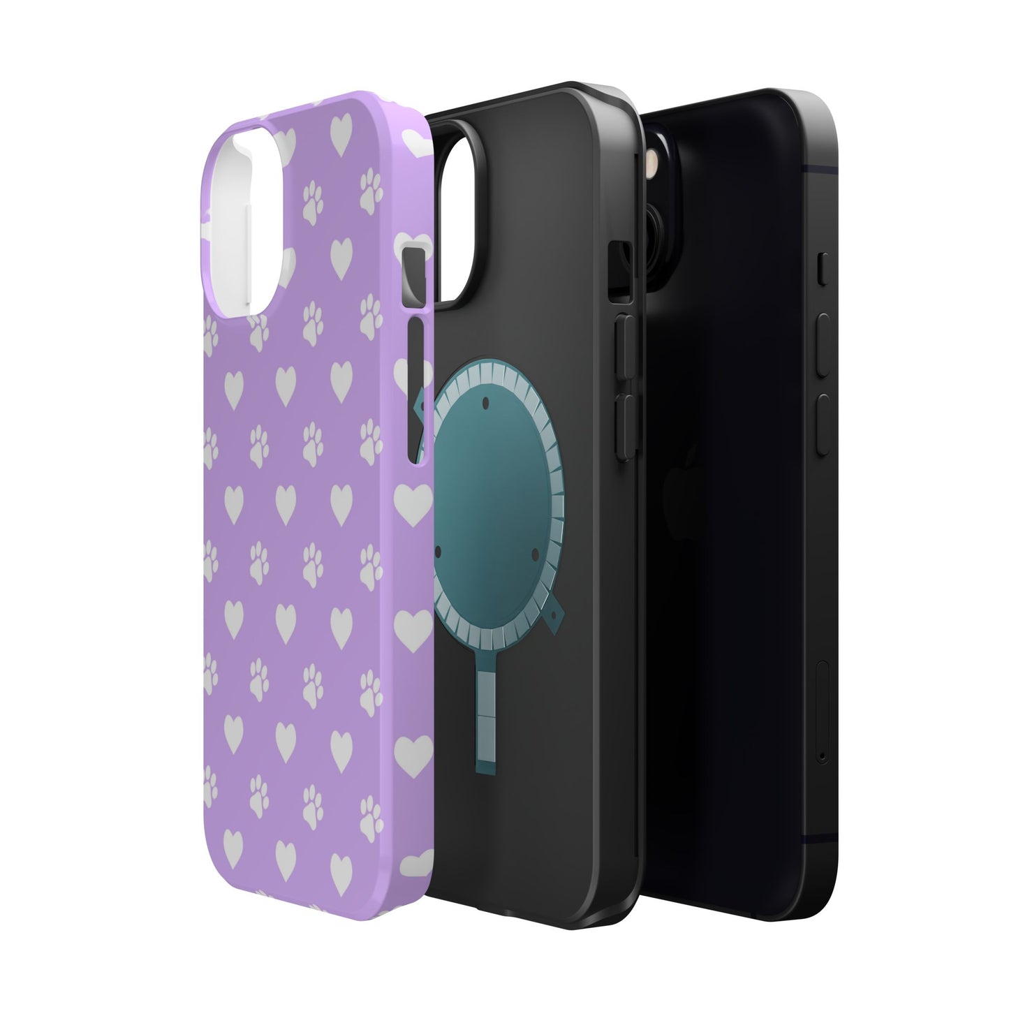 Lilac Paw Prints & Hearts – MagSafe iPhone Case