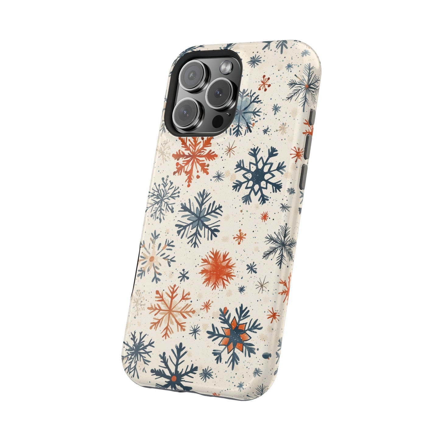 Rustic Orange and Blue Snowflake Pattern – MagSafe iPhone Series Case