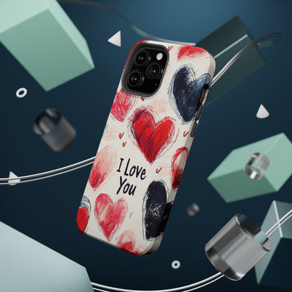 Brushstroke Hearts of Love "I Love You" - MagSafe Compatible Case