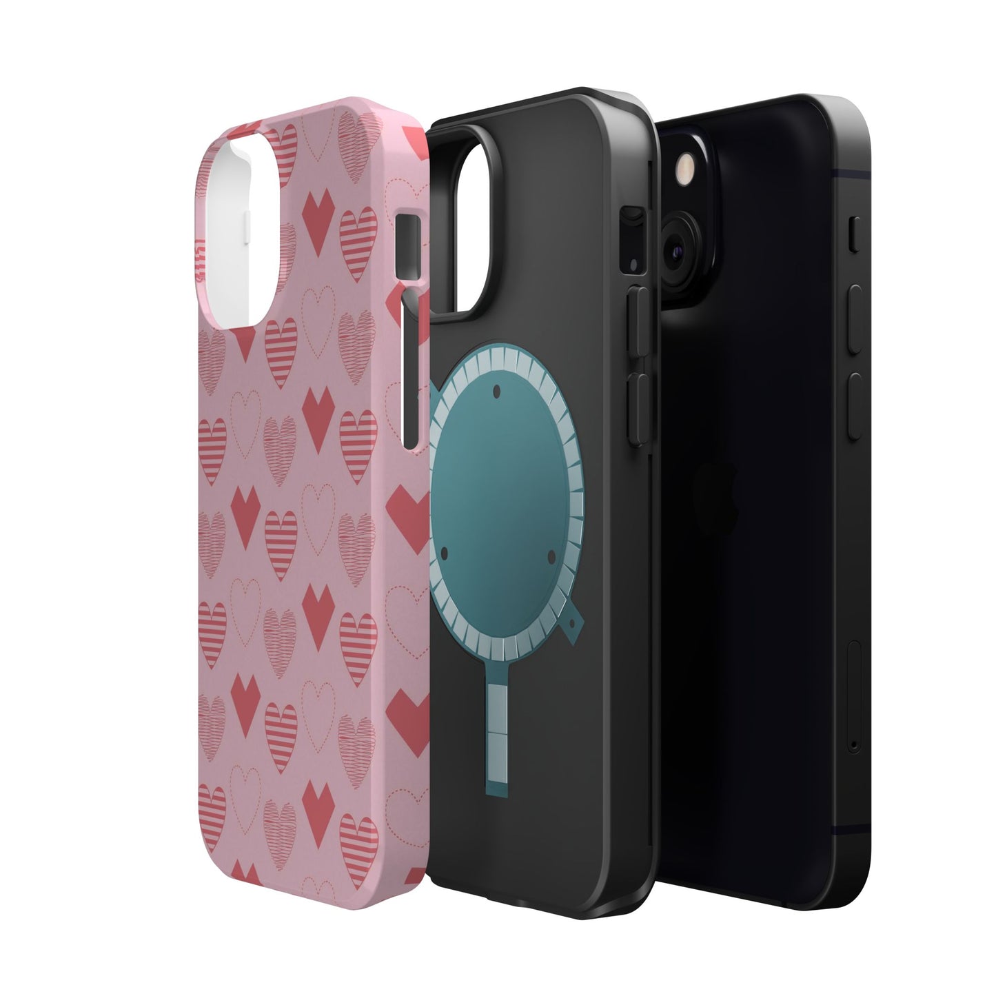 Striped Hearts MagSafe iPhone Case