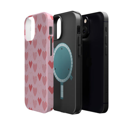 Striped Hearts MagSafe iPhone Case