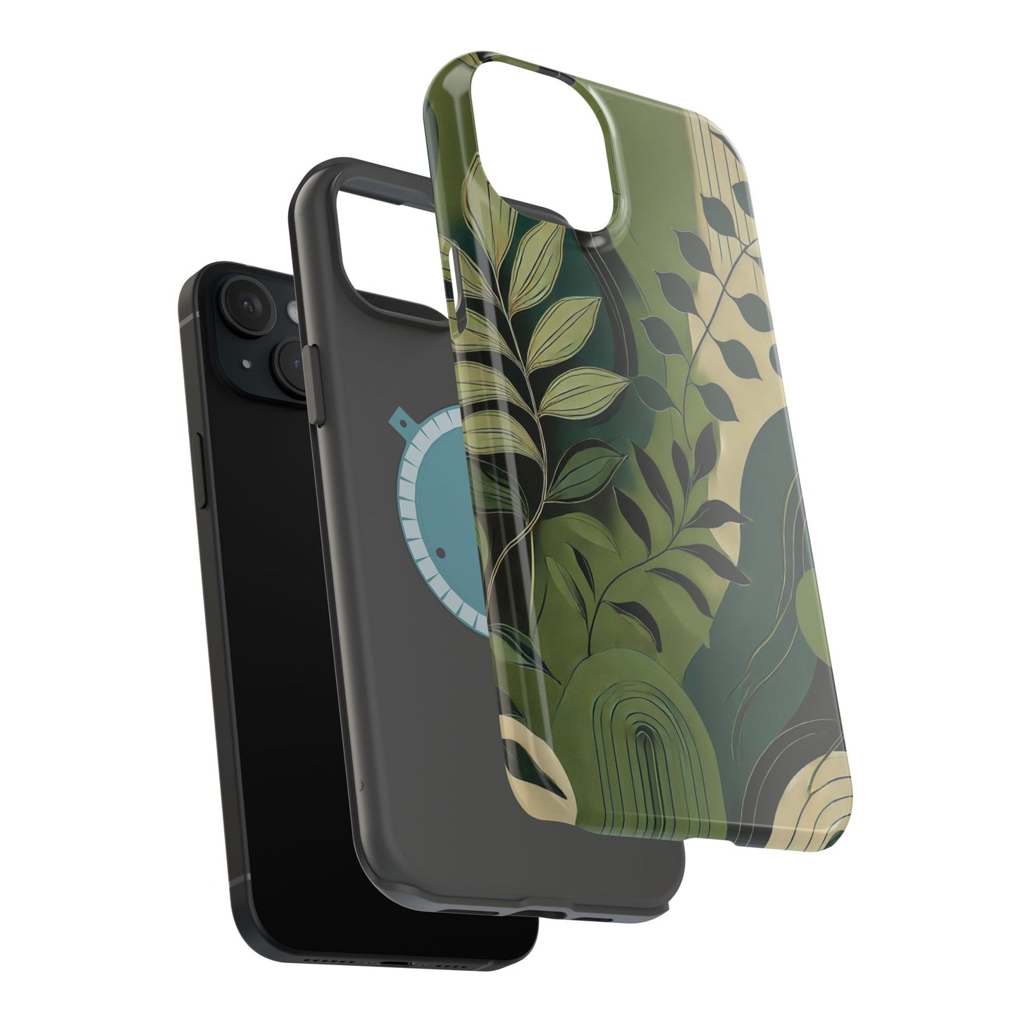 Abstract Green Leaves MagSafe iPhone Case - Nature-Inspired Protective Cover