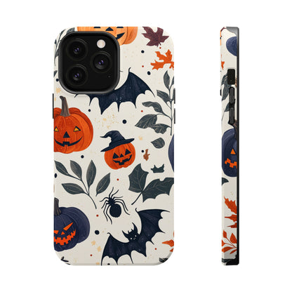 Spooky Halloween MagSafe iPhone Case – Pumpkins, Bats, and Spider Design