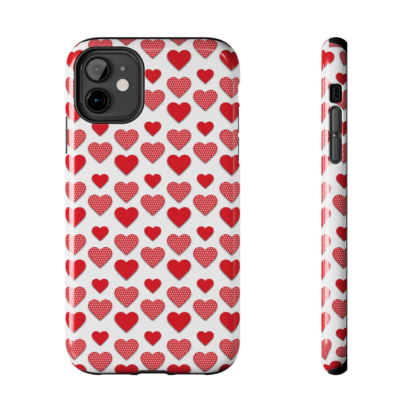 Red & Polka Dot Hearts iPhone Case