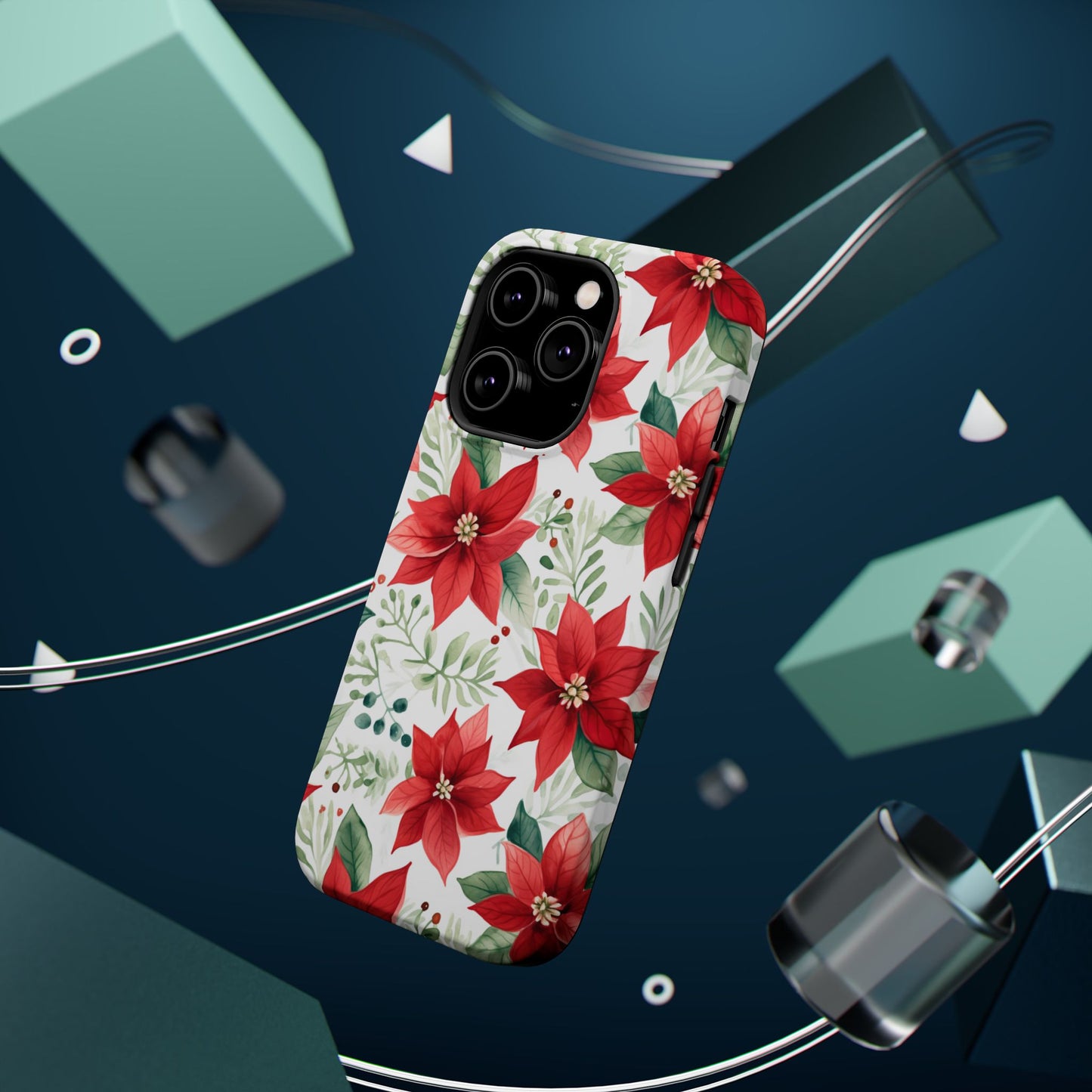 Festive Poinsettia Holiday Pattern – MagSafe iPhone Series Case