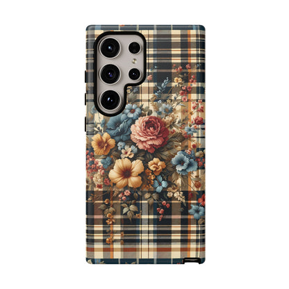 Vintage Floral Checkered Phone Case