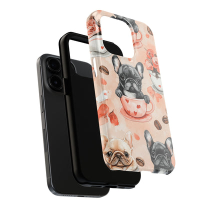 French Bulldogs in Heart iPhone Case – Cute Dog & Floral Design, Shockproof Protection - BOGO Cases