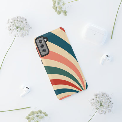 Retro Sunburst Swirl Samsung Galaxy Case – Dual-Layer Protection with Bold 70s Vibes