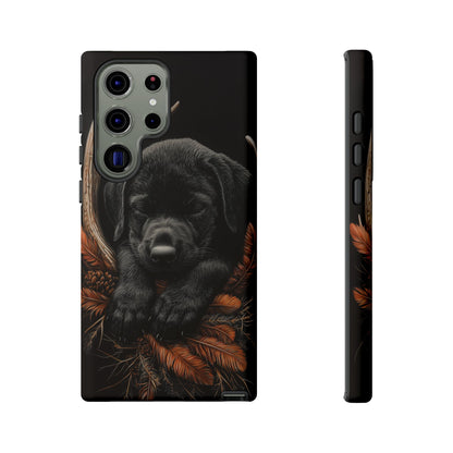 Charming Black Labrador Puppy on Feathers Samsung Galaxy Case