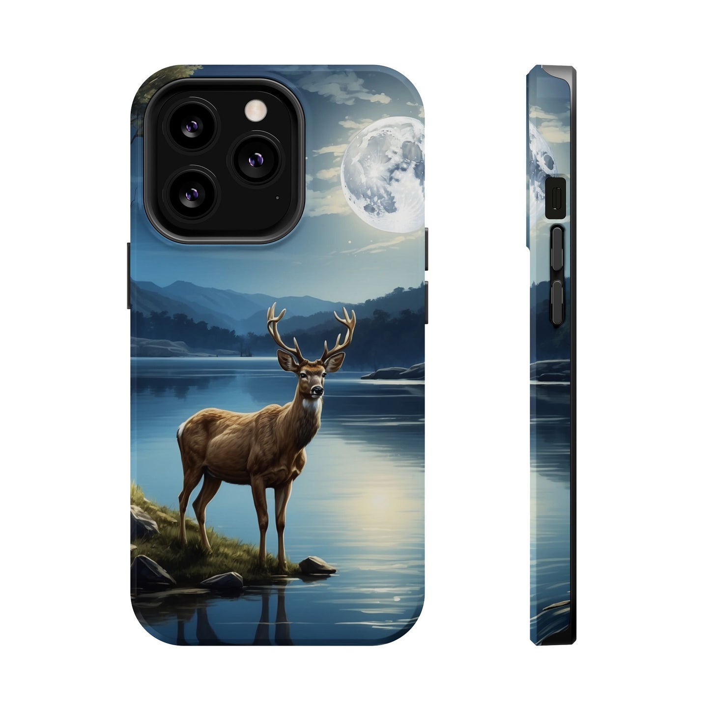 Moonlit Elegance: Stag by the Lake – MagSafe iPhone Case