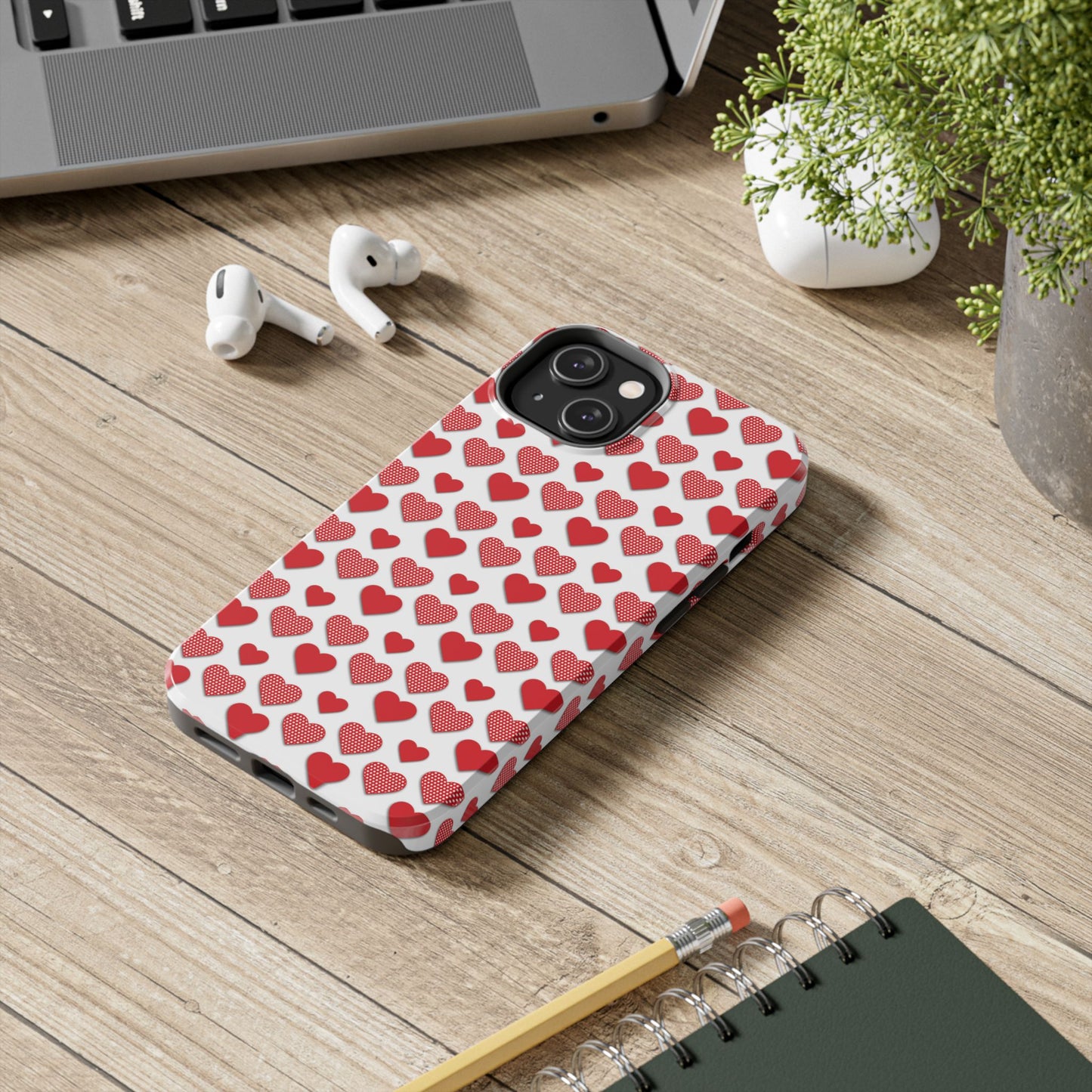 Red & Polka Dot Hearts iPhone Case