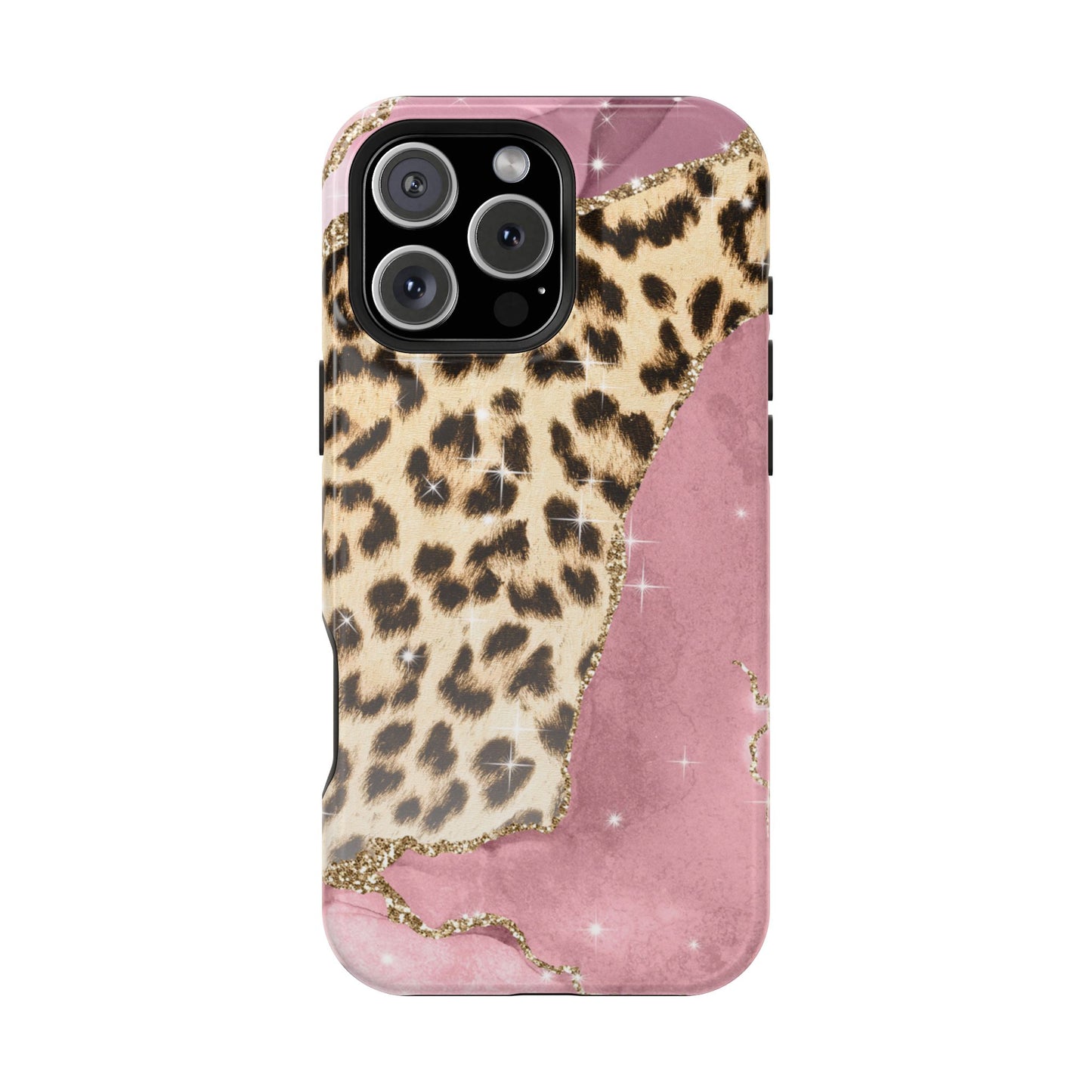 Pink Glam Leopard - MagSafe iPhone Series Case with Glitter Accents