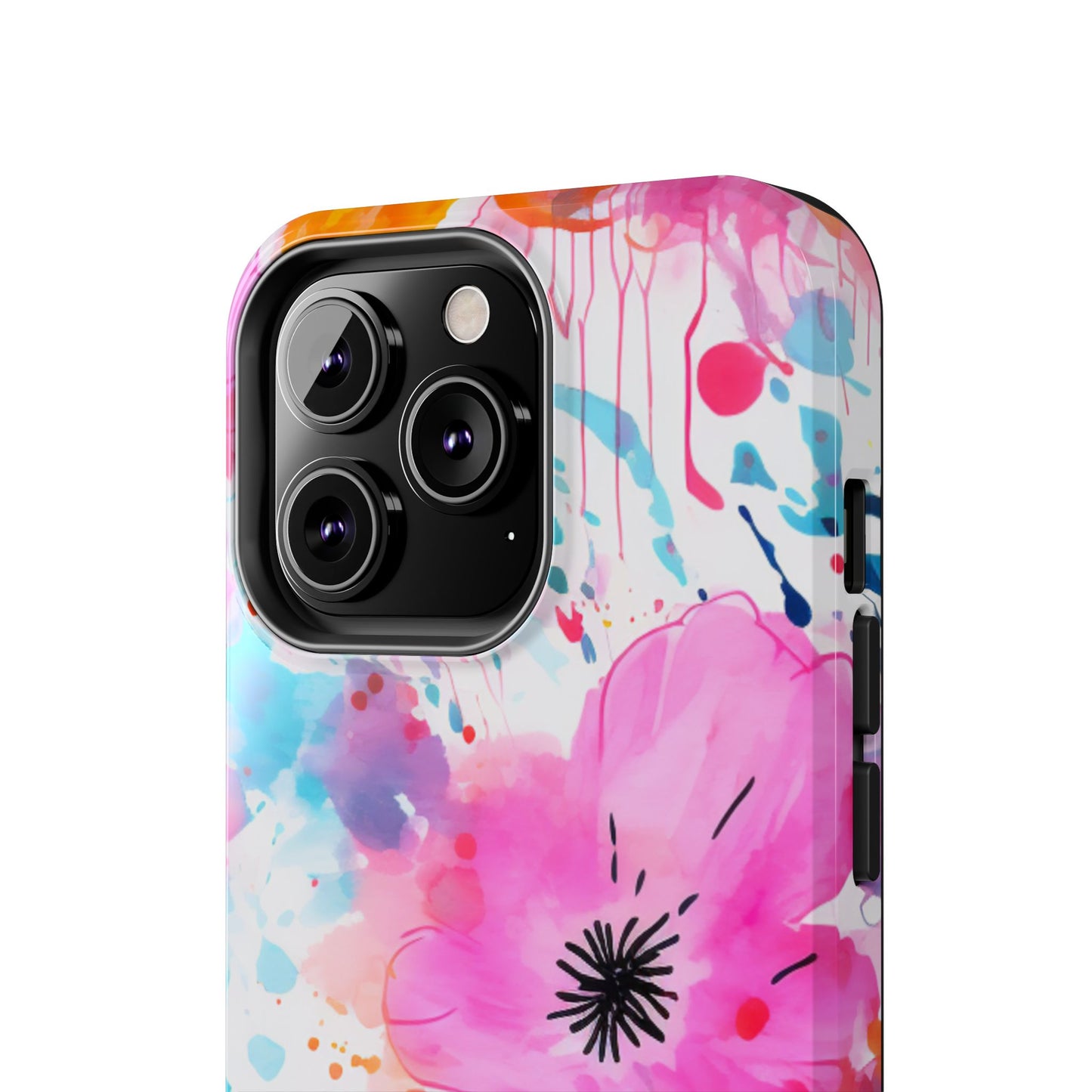 Color Splash Pink & Orange Watercolor Floral - iPhone Case