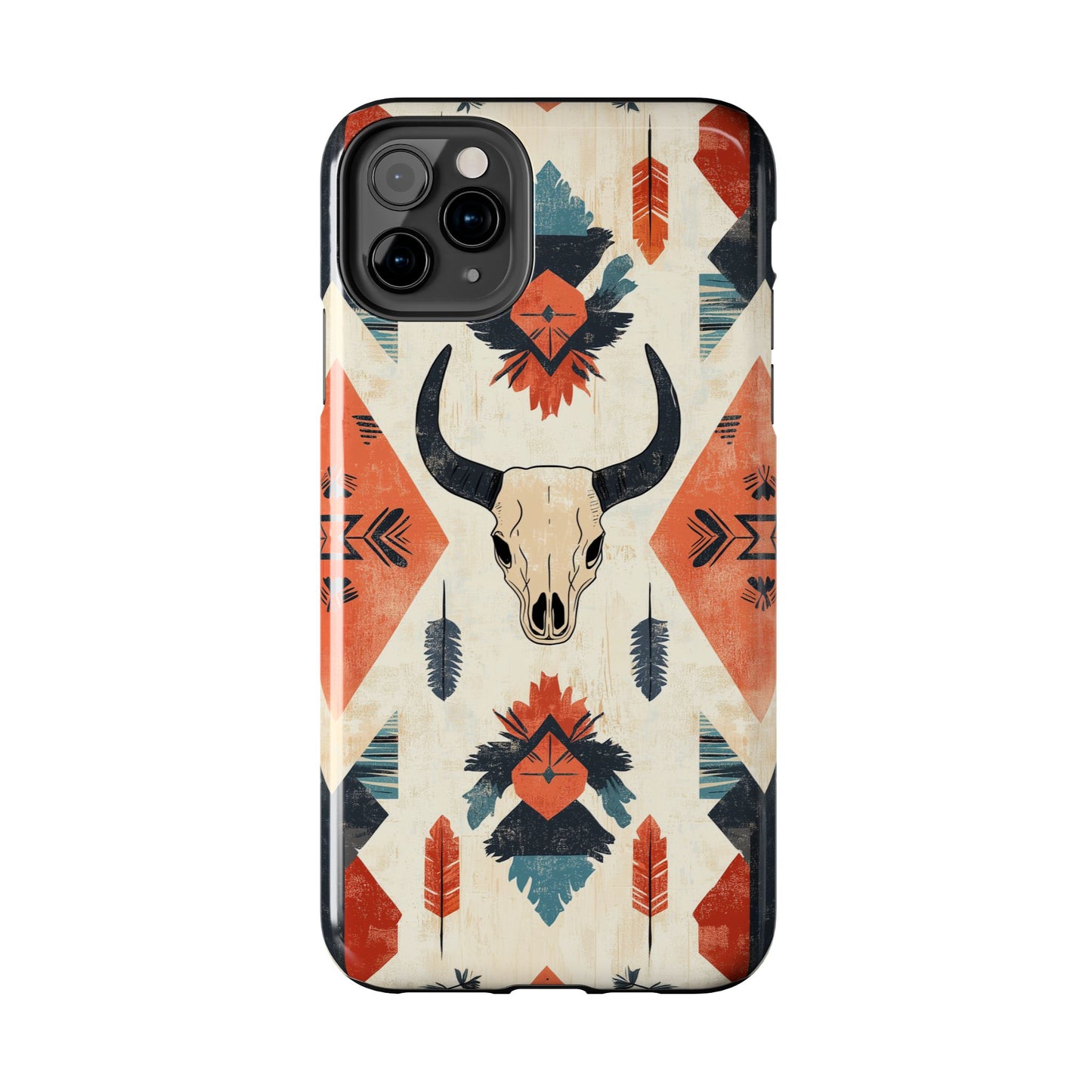 Southwestern Boho Skull Tough iPhone Case – Durable Matte Finish, Dual - Layer Protection - BOGO Cases