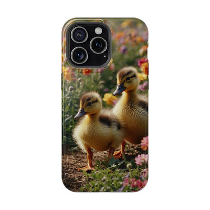 Charming Ducklings in Floral Garden - MagSafe iPhone Case