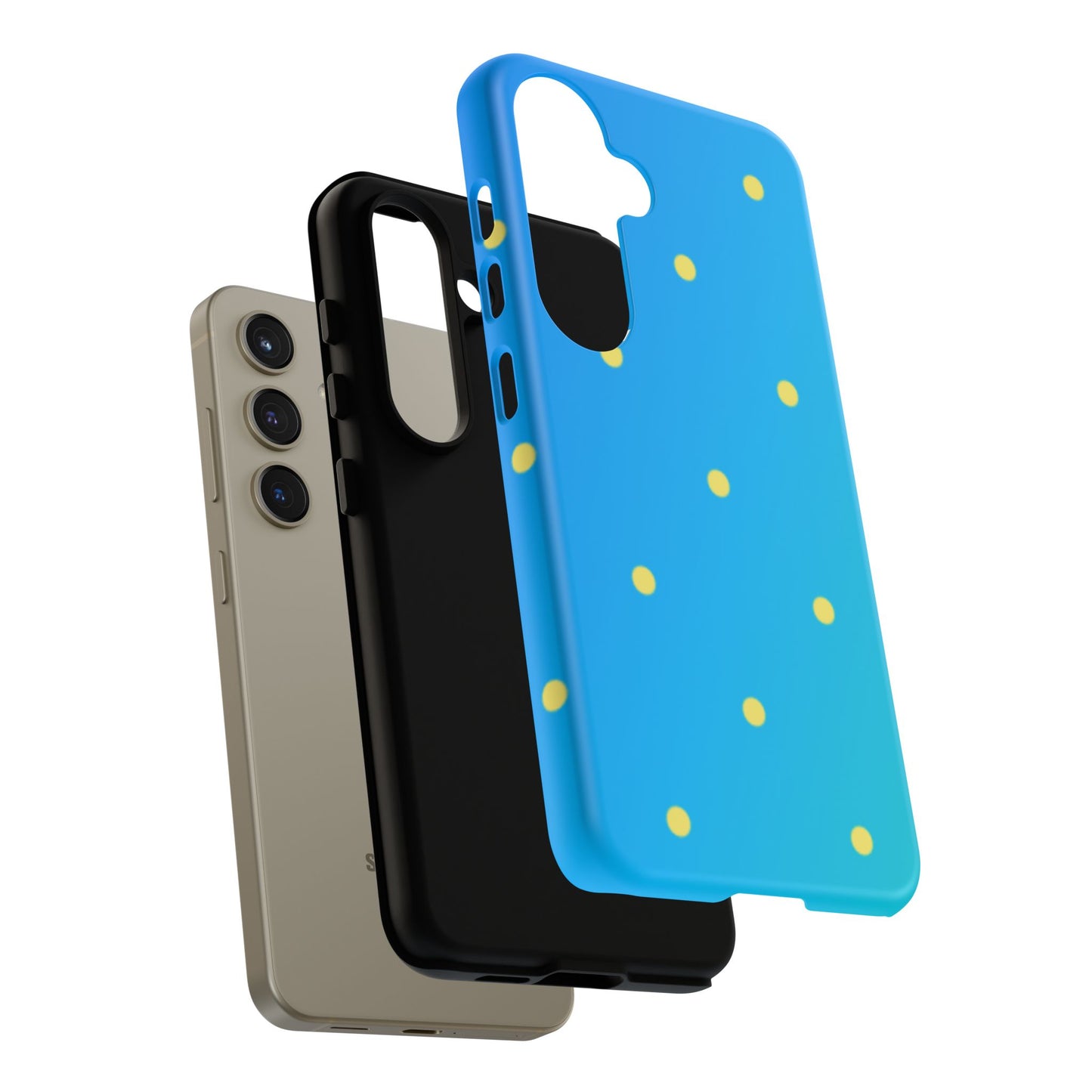 Blue Ocean Gradient Polka Dots Samsung Galaxy Case – Shockproof, Smooth Matte Finish, Dual-Layer Design