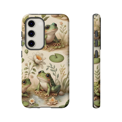 Cute Frogs Phone Case - Pond Pals Frolic - Charming Frog Lily Pad Phone Case for iPhone, Google & Samsung! Great Gift For Any Frog Lover!