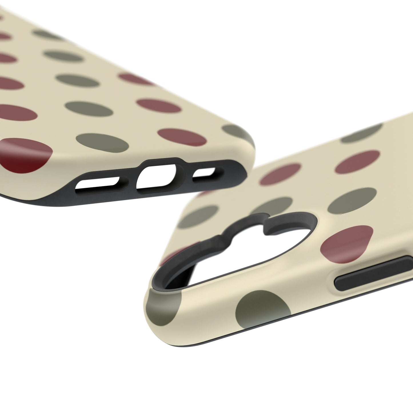 Red & Green Polka Dots on Cream – MagSafe iPhone Case