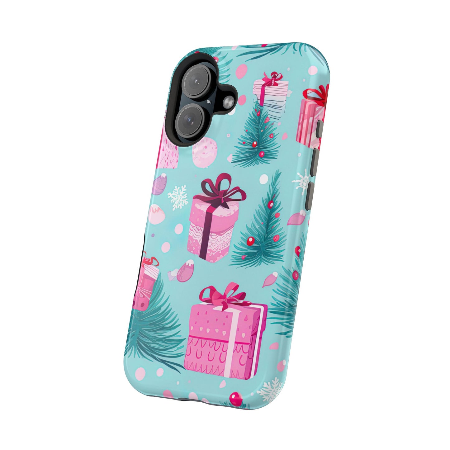 Festive Pink Christmas Gifts and Evergreen MagSafe iPhone Case – Holiday Theme, Protective Cover