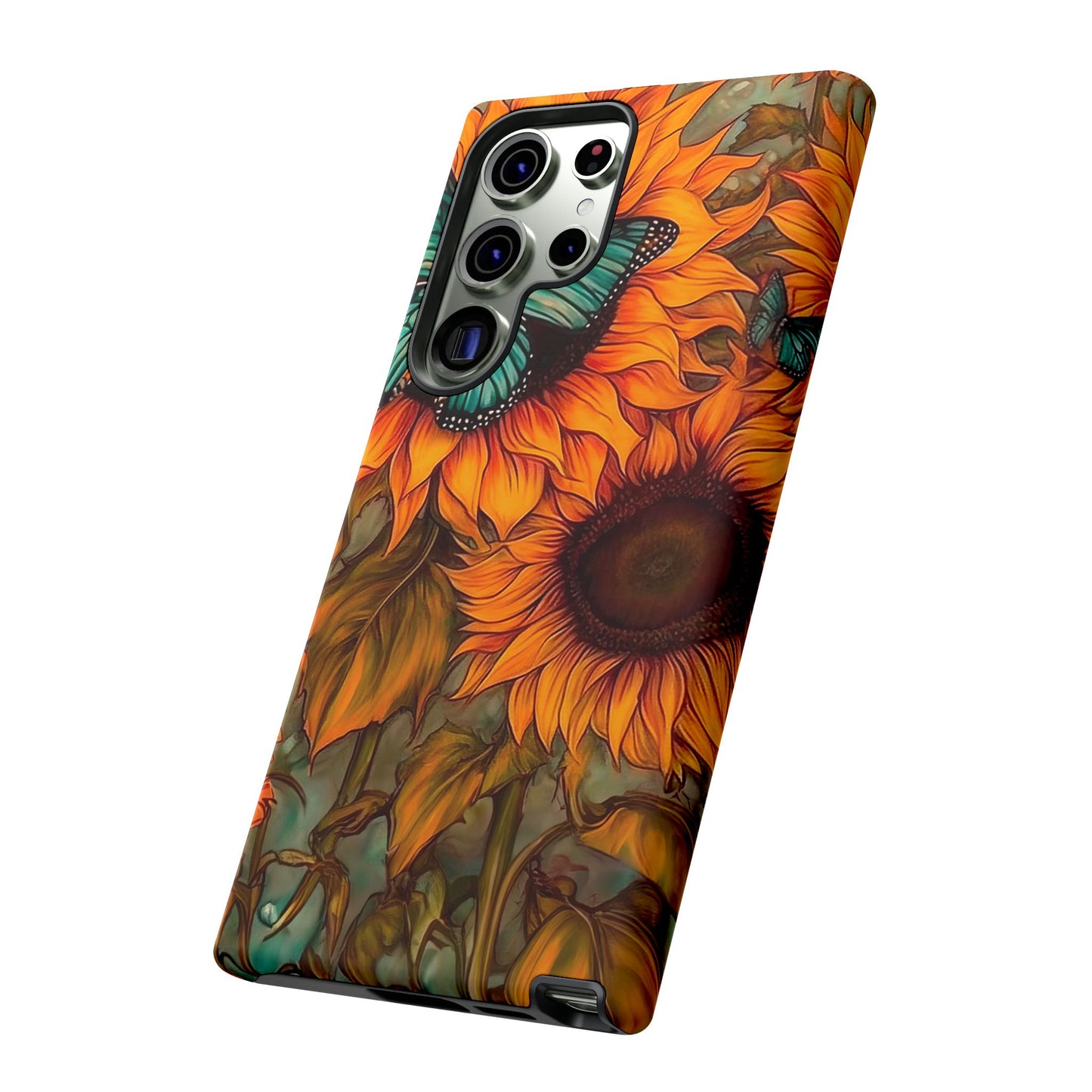 Vintage Blue Butterfly & Sunflower Art – Samsung Galaxy Case