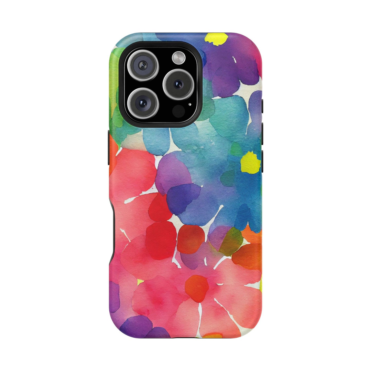 Rainbow Bloom Watercolor MagSafe iPhone Case – Slim Design, Glossy Finish