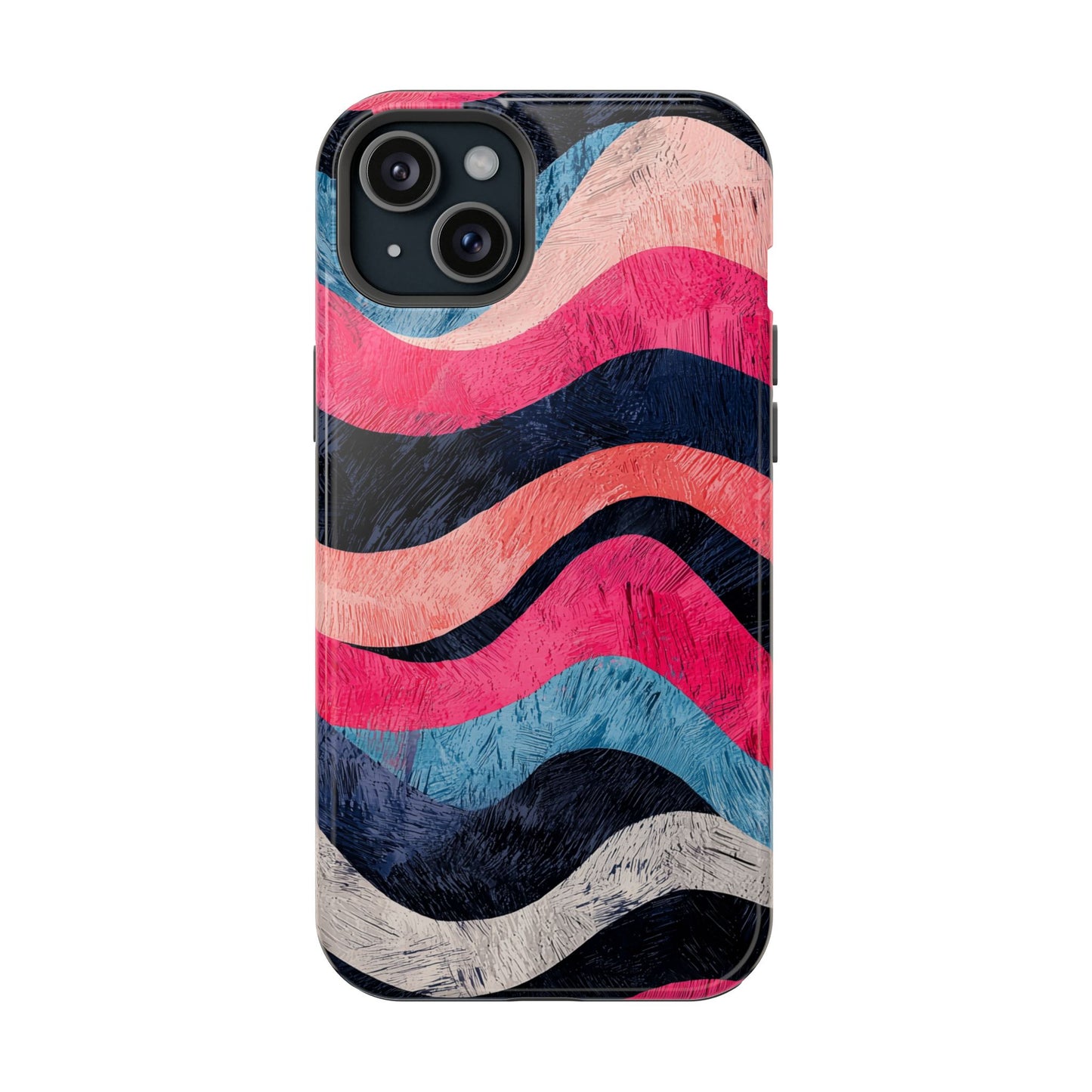 Abstract Wave Pattern MagSafe iPhone Case – Shockproof, Matte Finish, Dual-Layer Protection