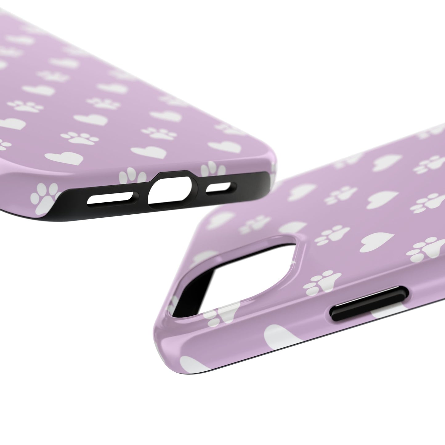 Purple Hearts & Paw Prints - Cute Pet Lover iPhone Case