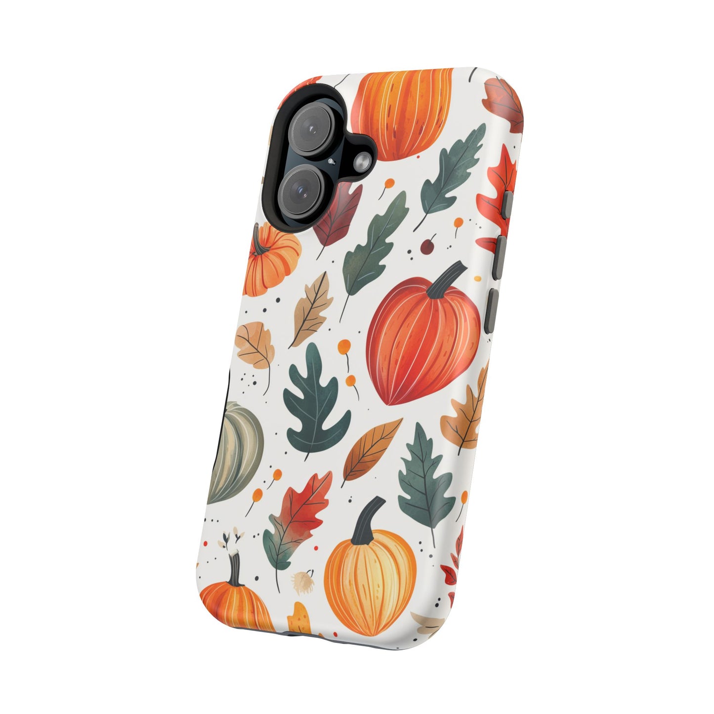 Autumn Harvest MagSafe iPhone Case - Pumpkin and Fall Leaf Design