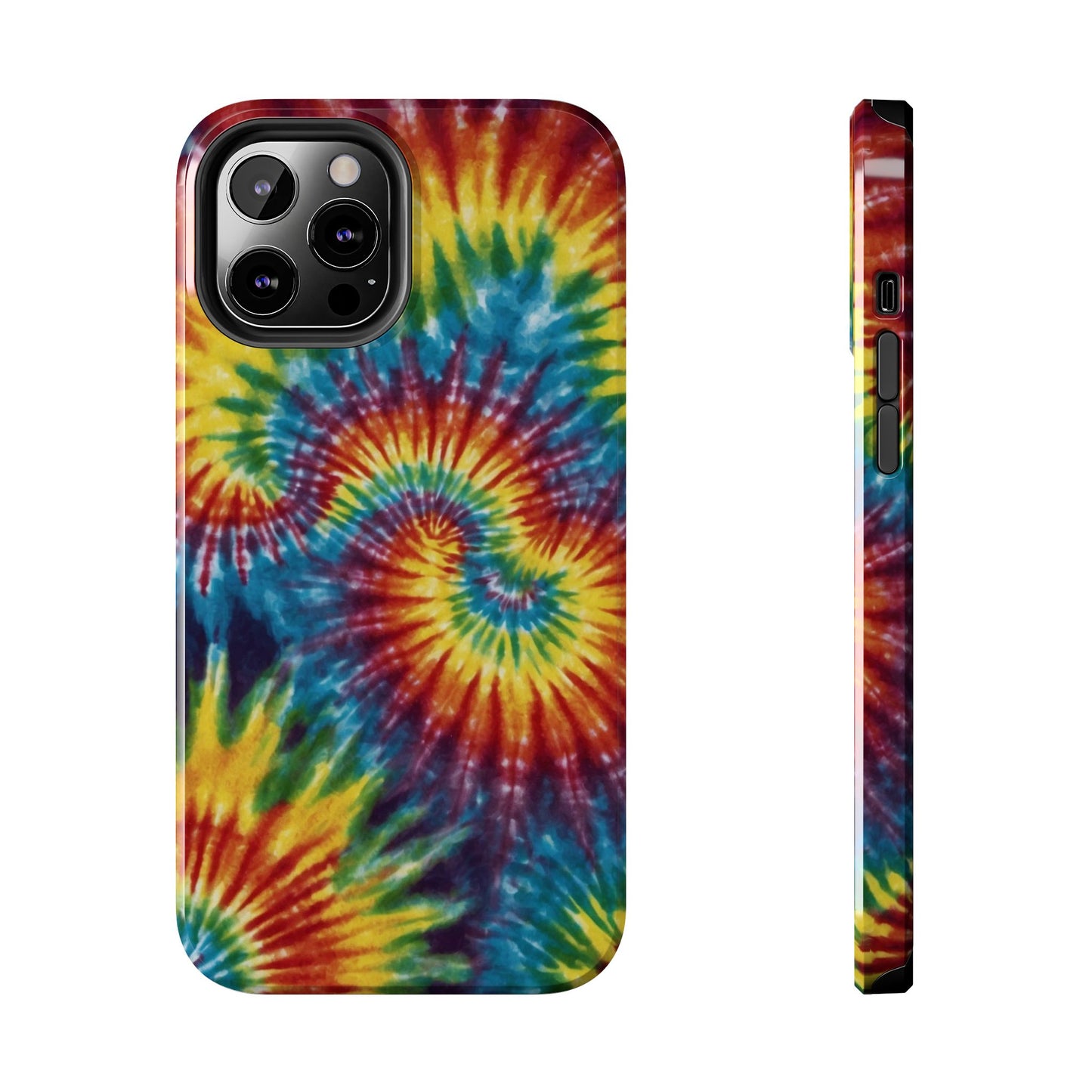 Retro Tie-Dye Swirl iPhone Case – Rainbow Spiral Design