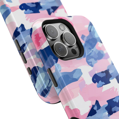 MagSafe Case: Dynamic Pink & Navy Brushstroke Art