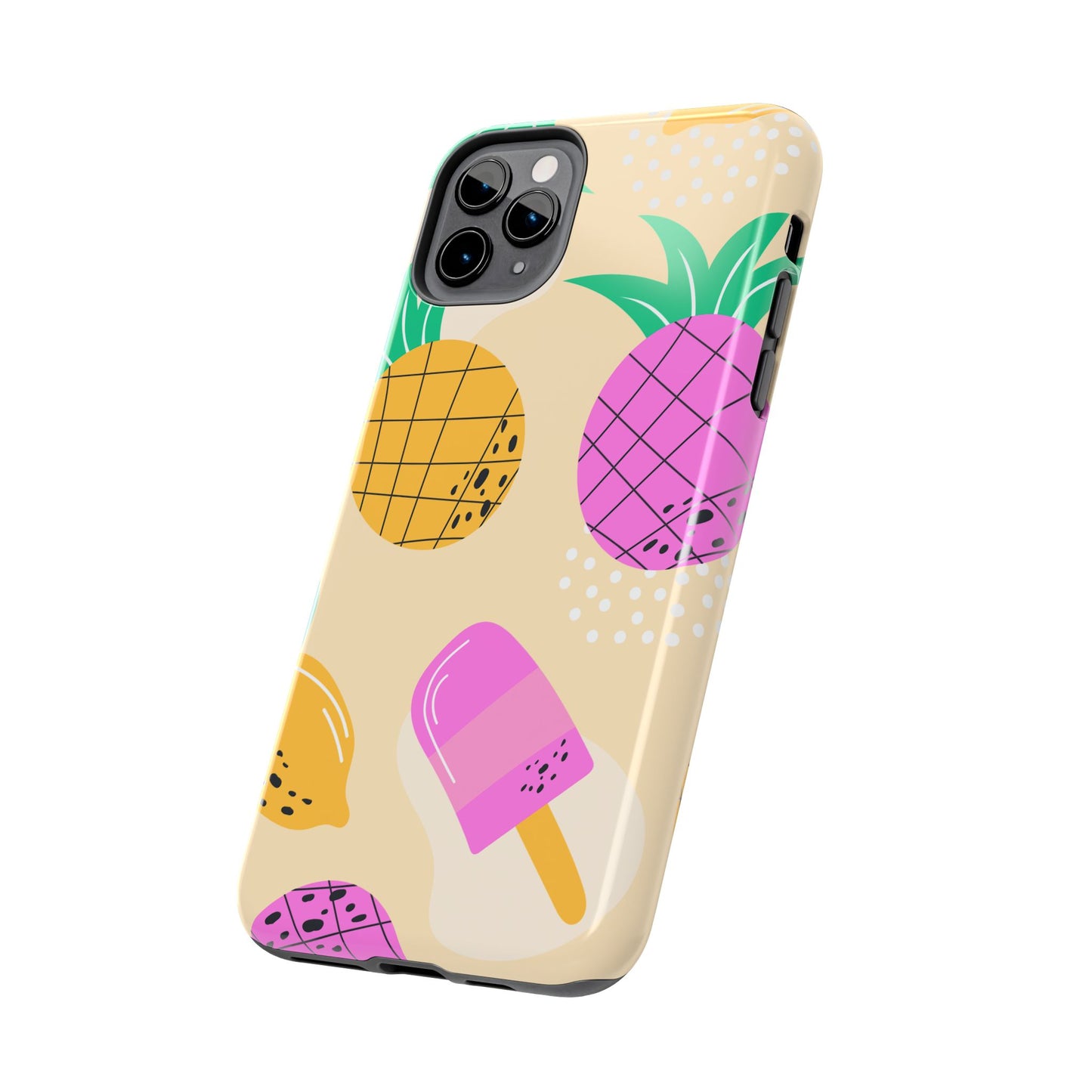 Tropical Pop iPhone Case – Fun Pineapple & Lemon Design with Vibrant Summery Colors