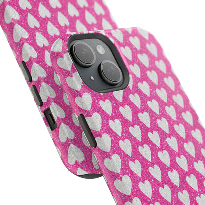 Pink Glitter Heart Pattern MagSafe Case