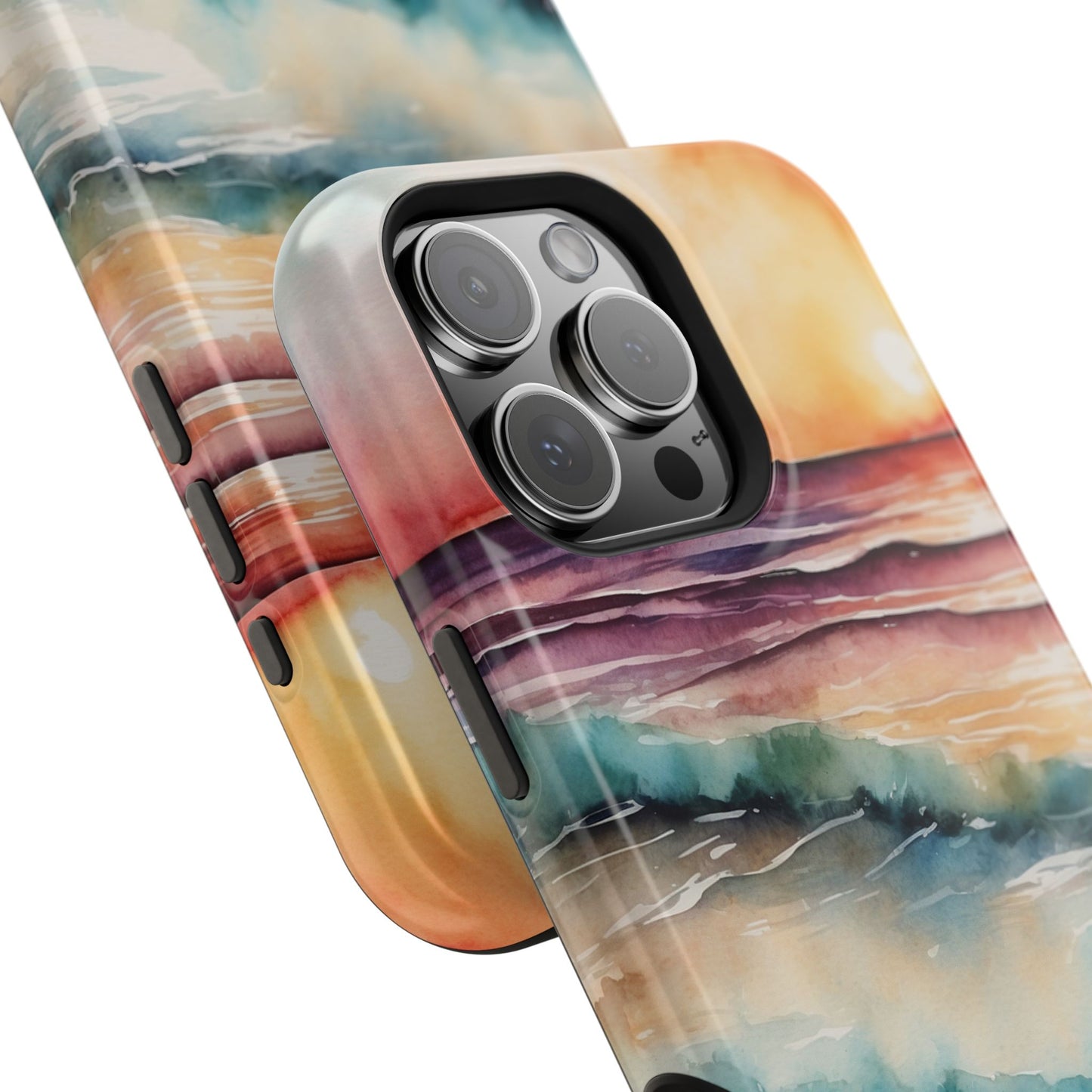 Sunset Waves MagSafe iPhone Case – Vibrant Watercolor Design