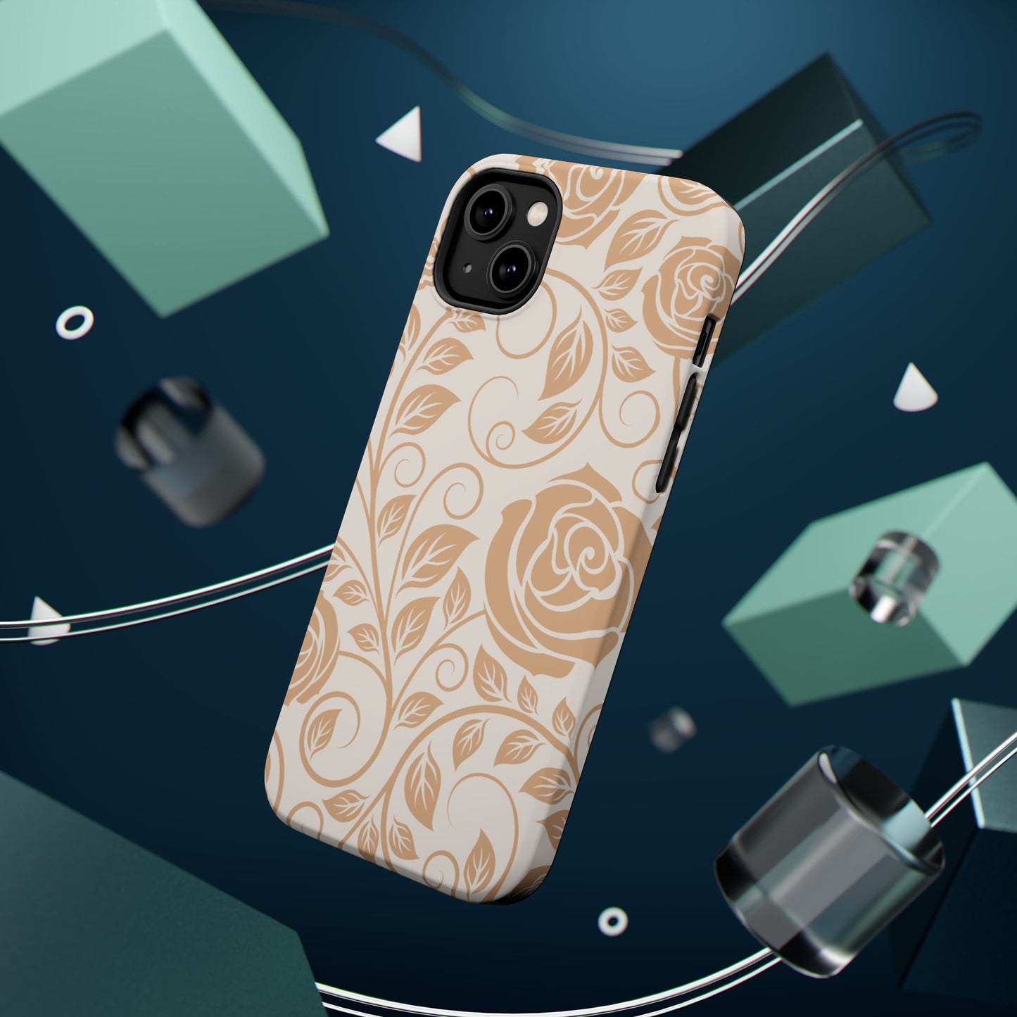 Vintage Rose Vine Tough MagSafe iPhone Case – Elegant Floral Pattern with Dual-Layer Protection