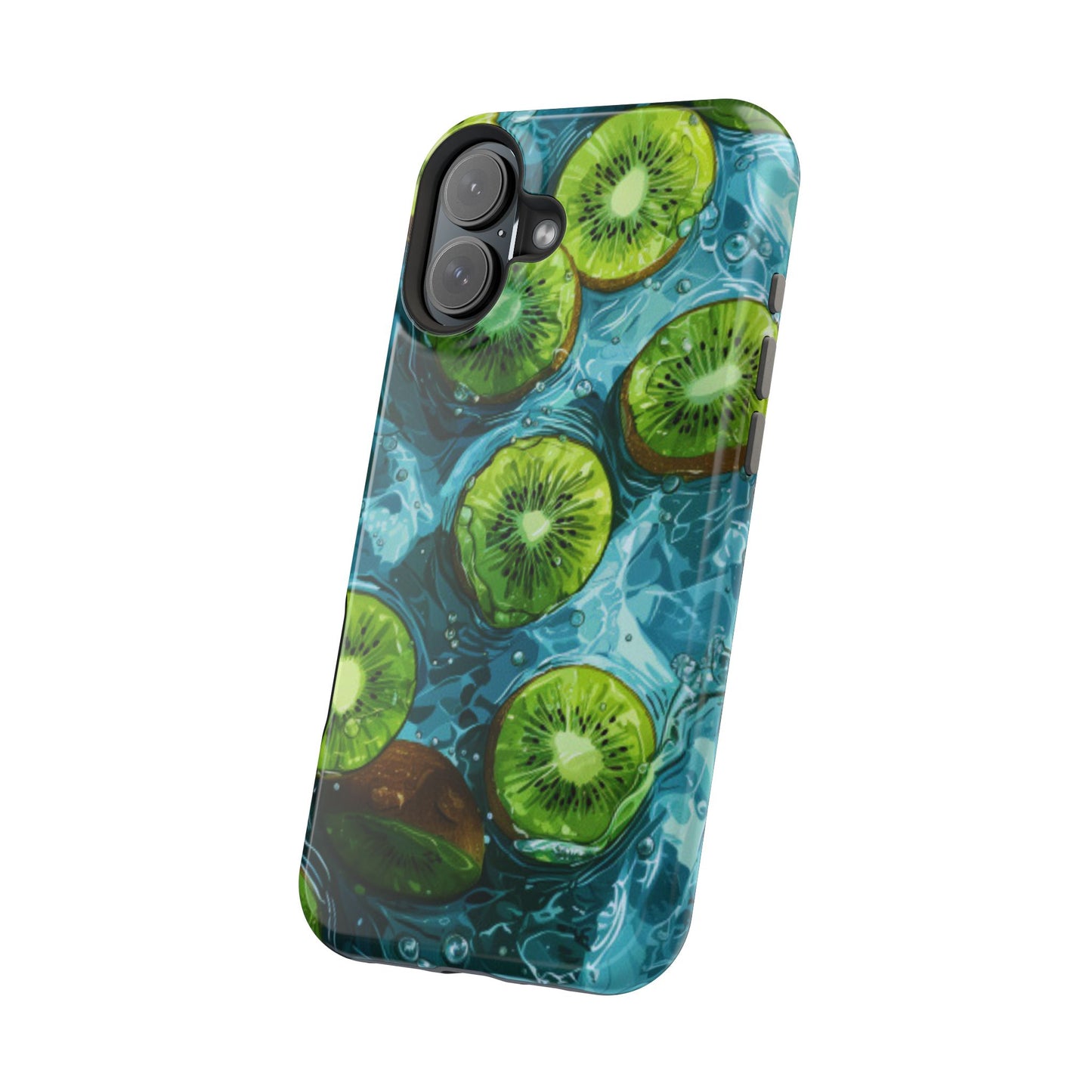 Tropical Kiwi Splash MagSafe iPhone Case – Tough Dual-Layer, Vibrant Summer Design