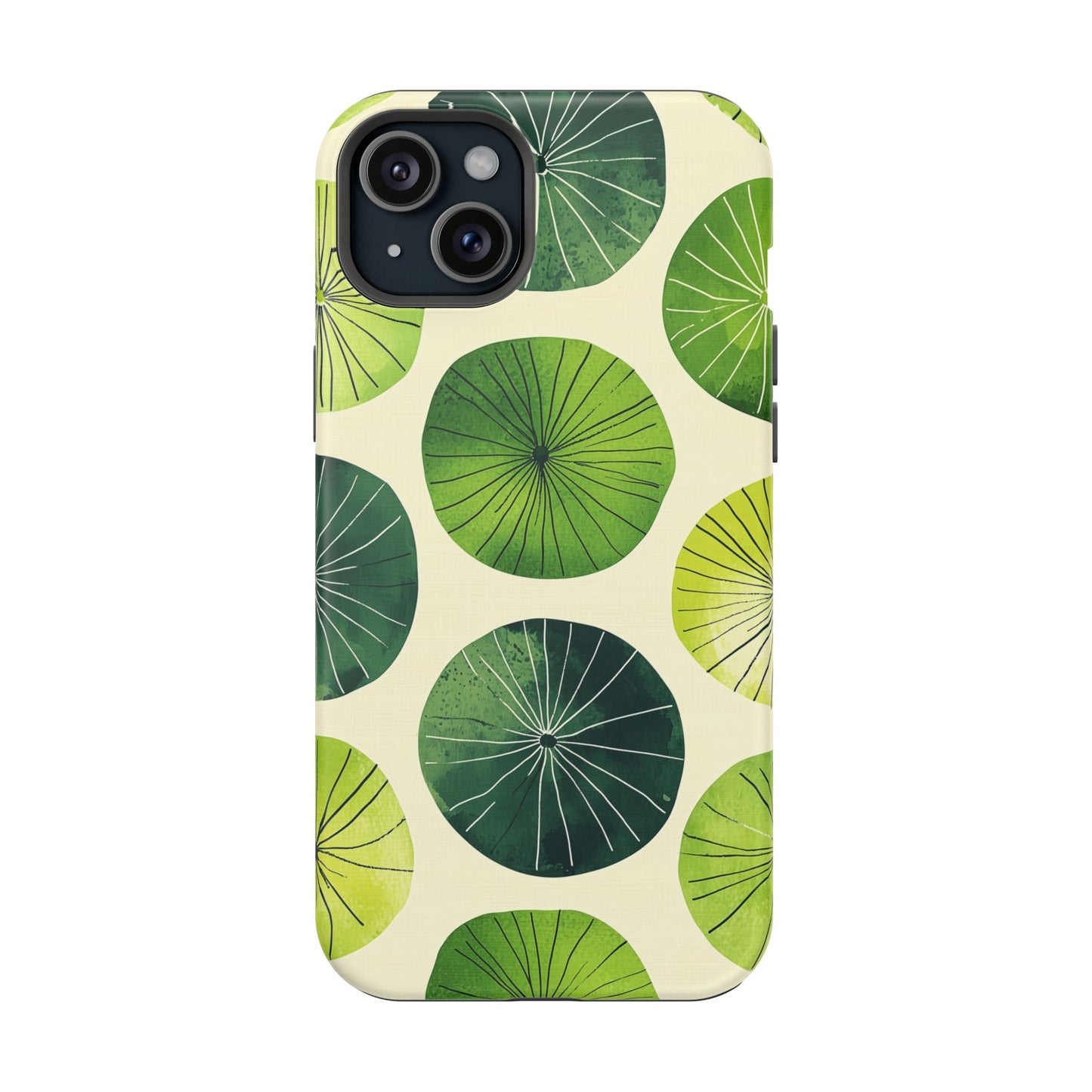 Watercolor Lily Pads MagSafe iPhone Case – Shockproof, Matte Finish, Dual-Layer Protection