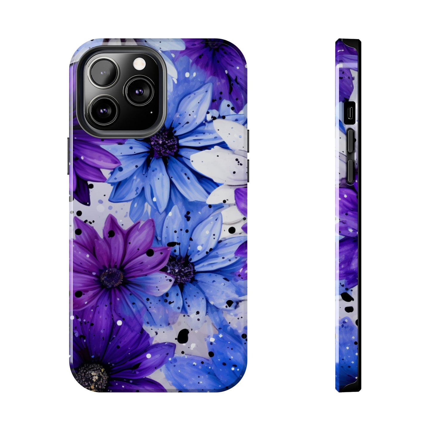 Vibrant Purple & Blue Floral Splash - iPhone Series Case