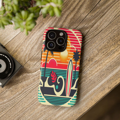 Retro Beach Vibes iPhone Case - Sunset Surfing Protective Cover