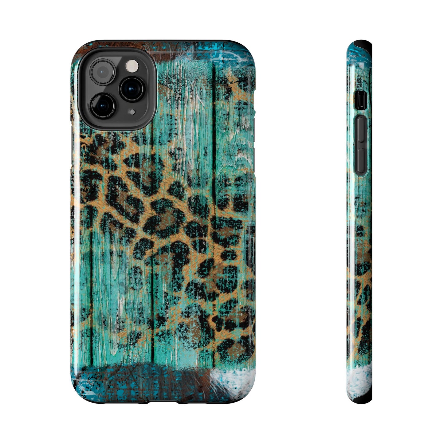 Turquoise Rustic Leopard Wood - iPhone Series Case